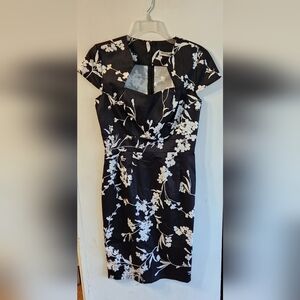 NWT Grace Karin Dress, Size S, Keyhole Neckline Black with White Floral …